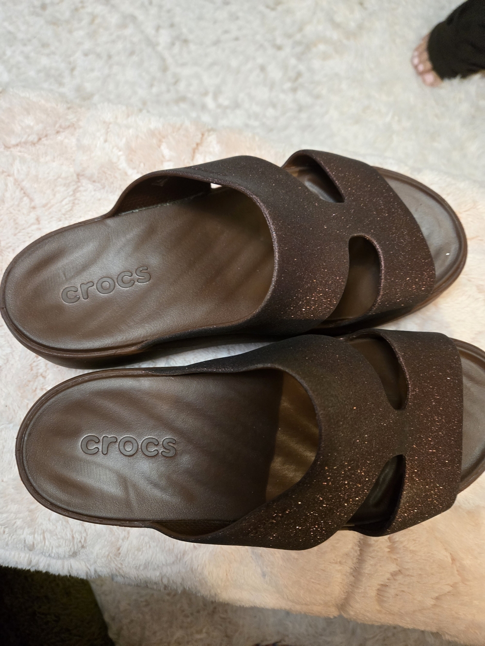 CROCS Women’s Brown Glitter Slide Sandals